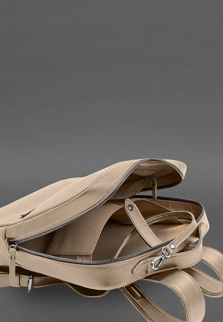 Кожаный рюкзак на молнии Cooper maxi светло-бежевый - фото 5