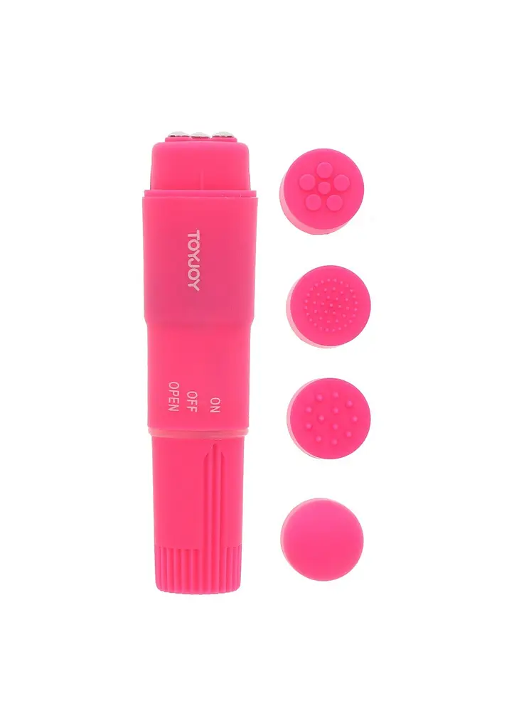 Вібромасажер з насадками Toy Joy Funky Massager, 10х2.5 см (рожевий) - фото 2