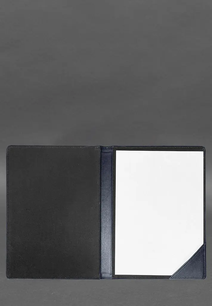 Кожаная папка для документов на подпись темно-синяя - фото 3