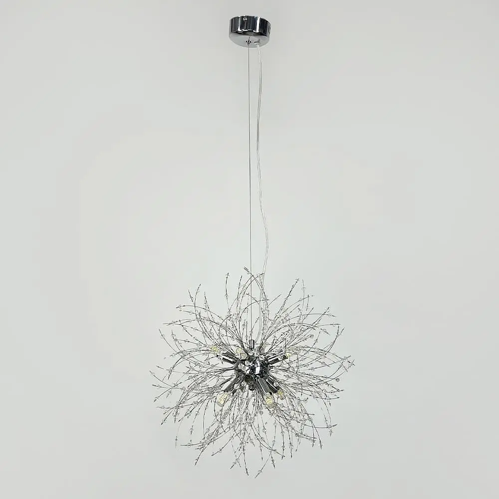 Пухнастий підвісний світильник у вигляді кульбаби в корпусі хром Ø 40 см | Арт. AS 155/400 P CH | Line F - фото 6