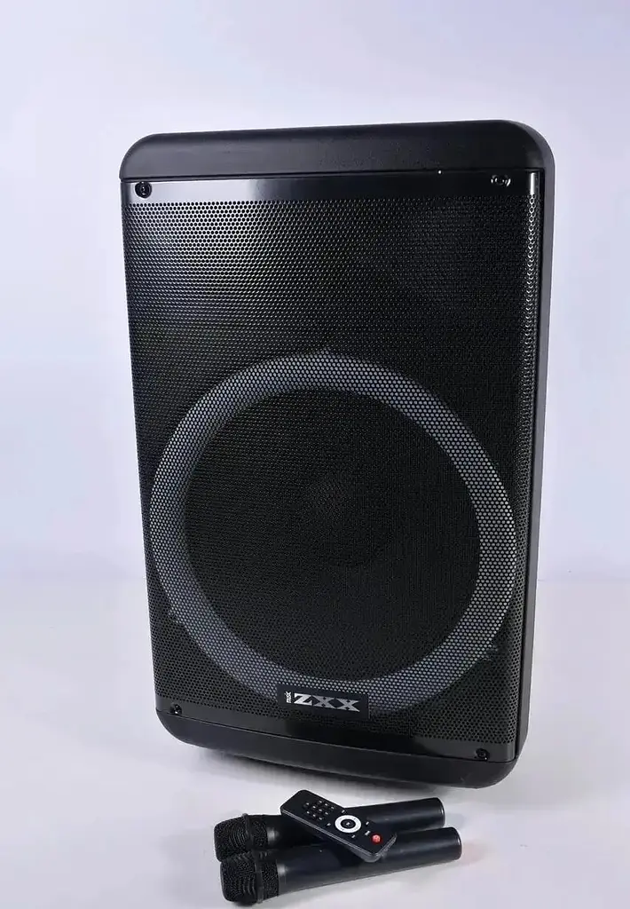 Портативная колонка ZXX-7878 Акустическая система 600Вт RGB подсветка с 2 микрофонами и пультом 1х3 " Черный - фото 5