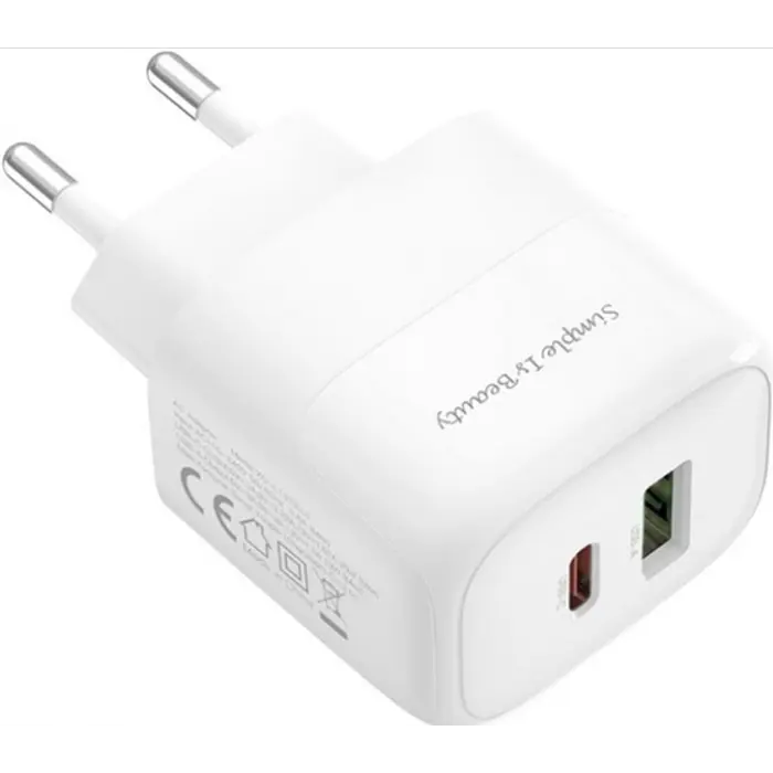 Блочок с быстрой зарядкой, сетевое зарядное устройство XO L137 - 20W PD USB-C & 18W QC USB-A - фото 4