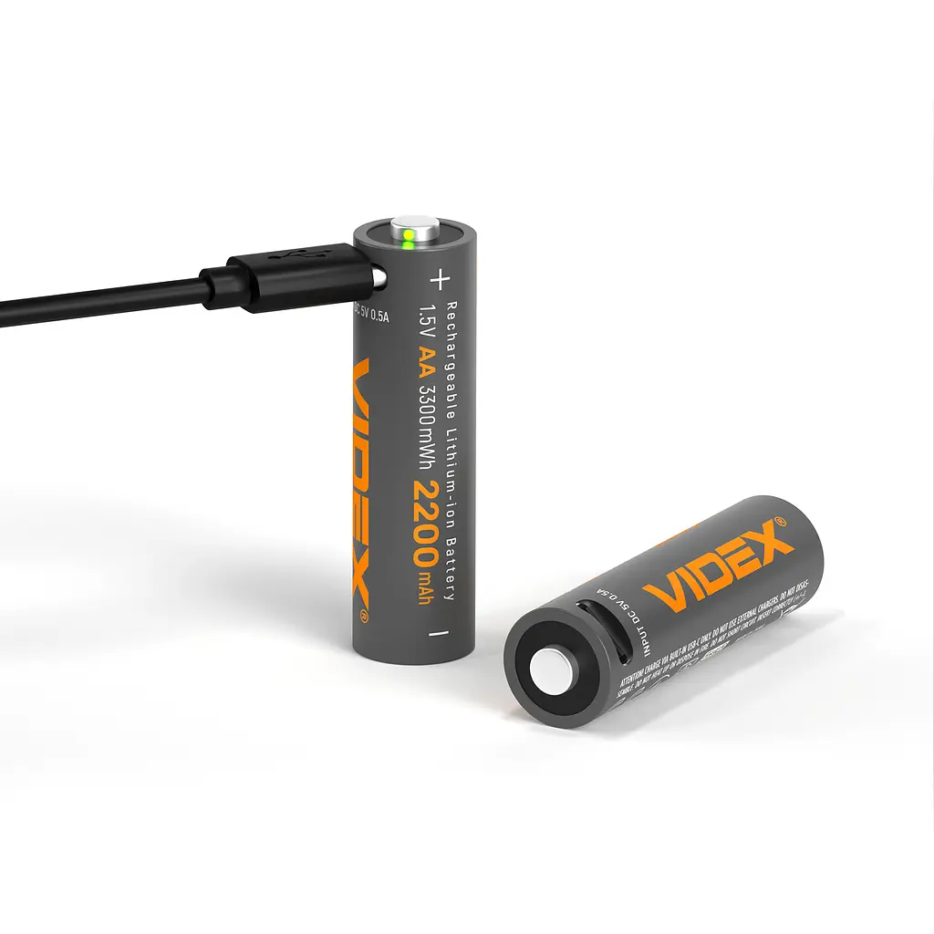 Акумулятор VIDEX Li-ion LIR6C/AA USBC-C 1.5V (захист) 2200mAh 2pcs/Pack VIDEX (29288-000) - фото 2