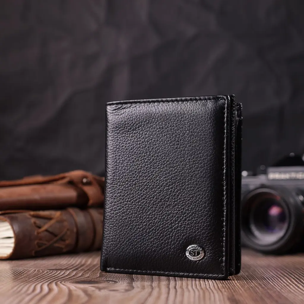 Гаманець вертикального формату з натуральної шкіри ST Leather 22474 чорний - фото 9