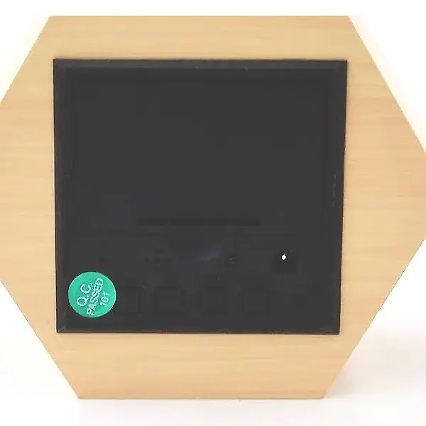 Годинник електронний LED настільний будильник під дерево WOODEN CLOCK VST-876 жовтий з синім підсвічуванням - фото 2