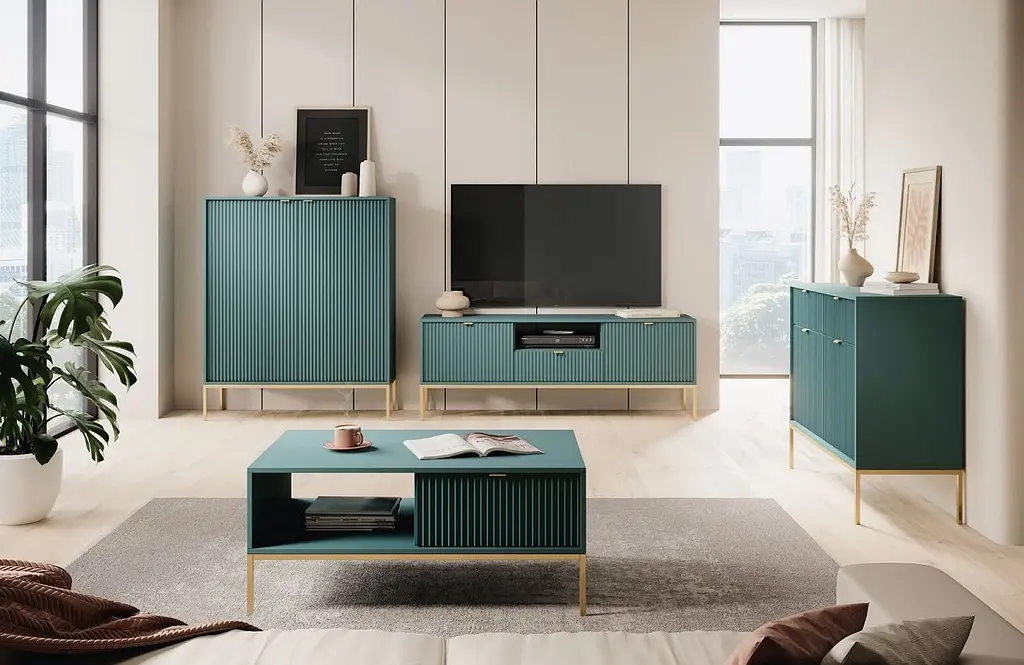 Комод Perfect Home Новая/Nova 2-дверный с 2 ящиками и золотыми ножками KSZ104 Лабрадор (PFH-091497) - фото 5