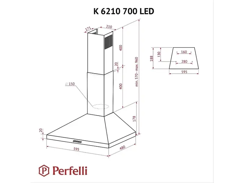 Витяжка Perfelli K 6210 BL 700 LED - фото 11