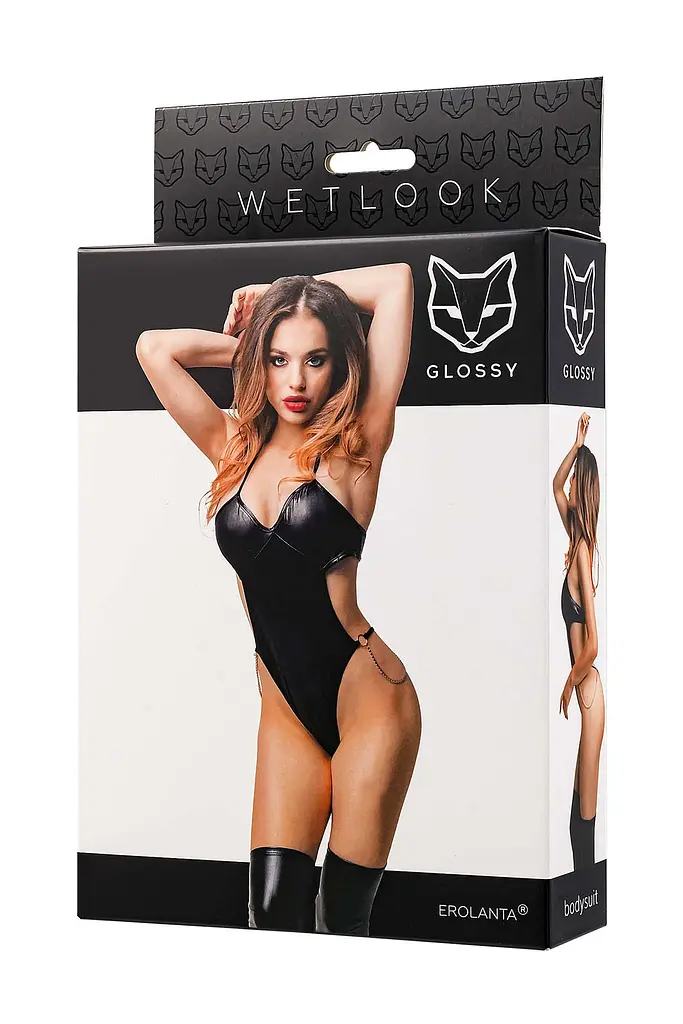 Боди Glossy Reina wetlook M (черный) - фото 8
