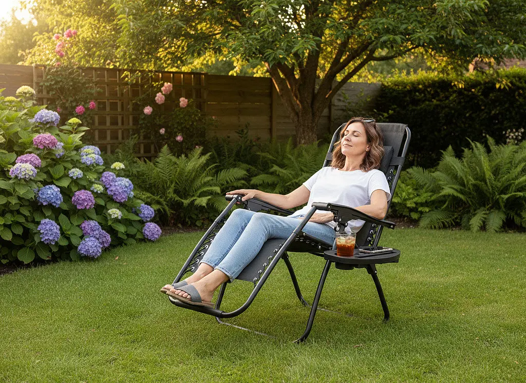 Шезлонг GardenLine Relax Black до 130 кг.! - фото 2