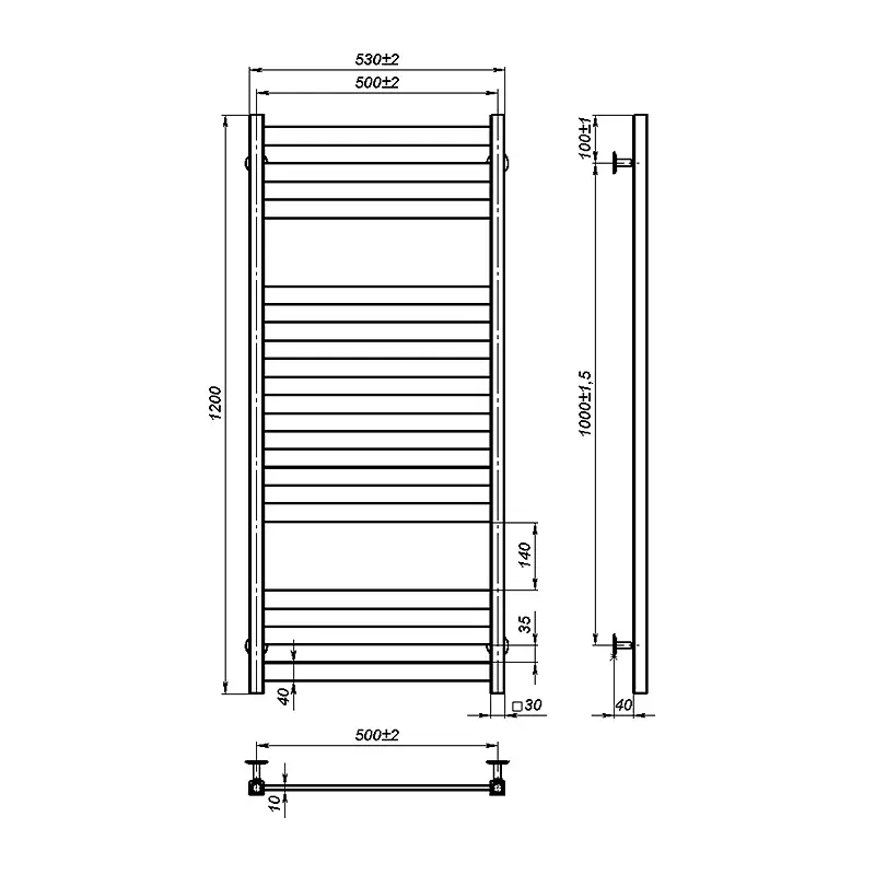 Рушникосушка водяна Onlyheat Solis 500/1200/13, Хром - фото 3