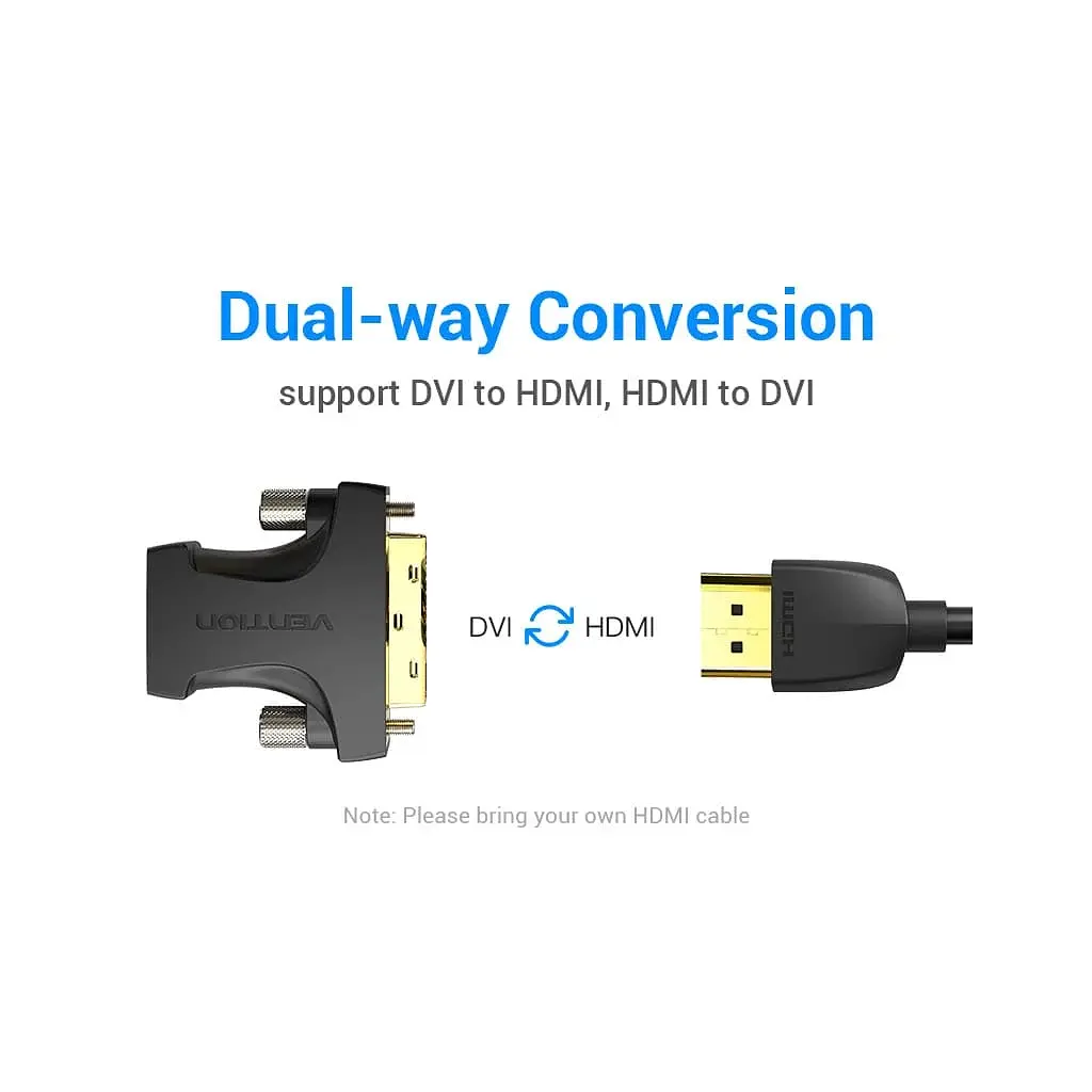 Переходник HDMI F to DVI M 24+1pin black Vention (AILB0) - фото 2