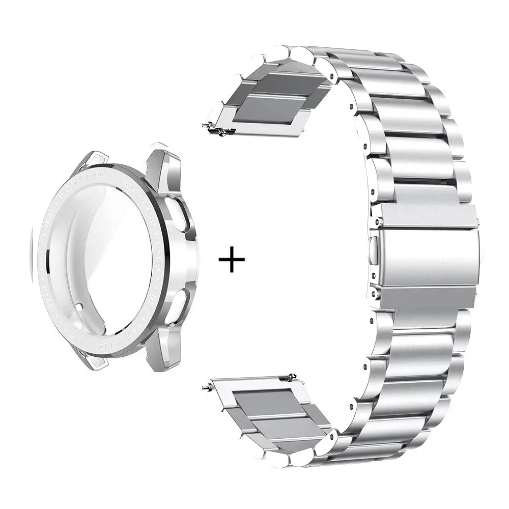 Комплект Tamister для годинника Xiaomi Mi Watch Color 2 сріблястий (чохол + ремінець Rolex design 22 мм) - фото 3