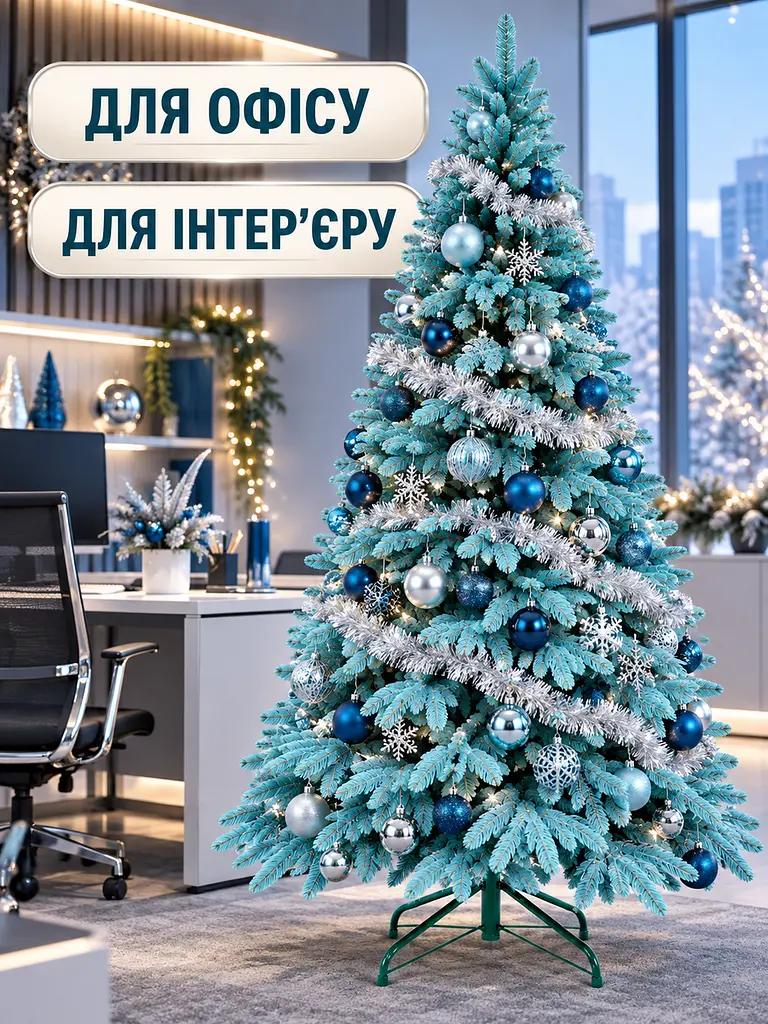 Лита штучна ялинка YaLINKA PB21 Смерека 210 см на металевій підставці, блакитна (49676451) - фото 8