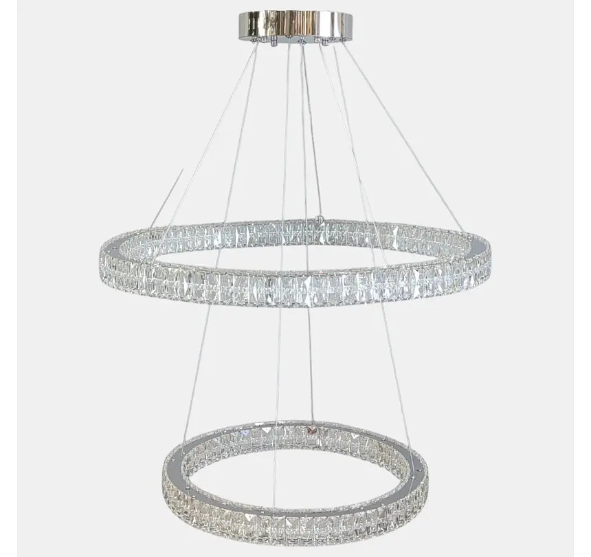Двоярусна хромована кришталева LED люстра-кільця Artlight 8219-70+50CH - фото 2