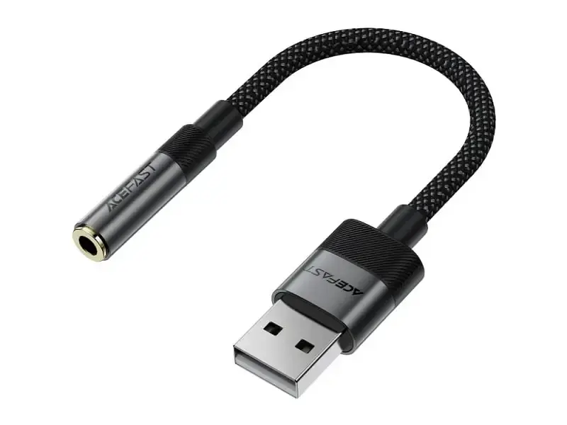 Адаптер Acefast J13 audio 3.5 - USB 15 см Black (6974316285298) - фото 2
