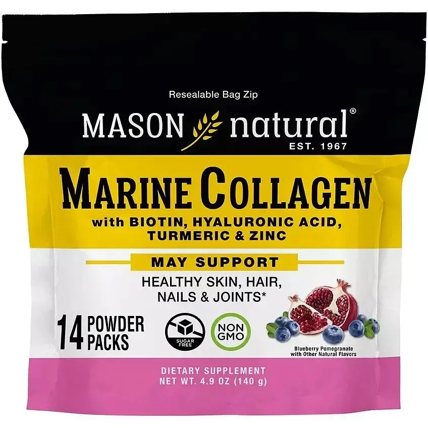 Морський колаген Mason Natural смак чорниці та граната 14 стіків по 10 г