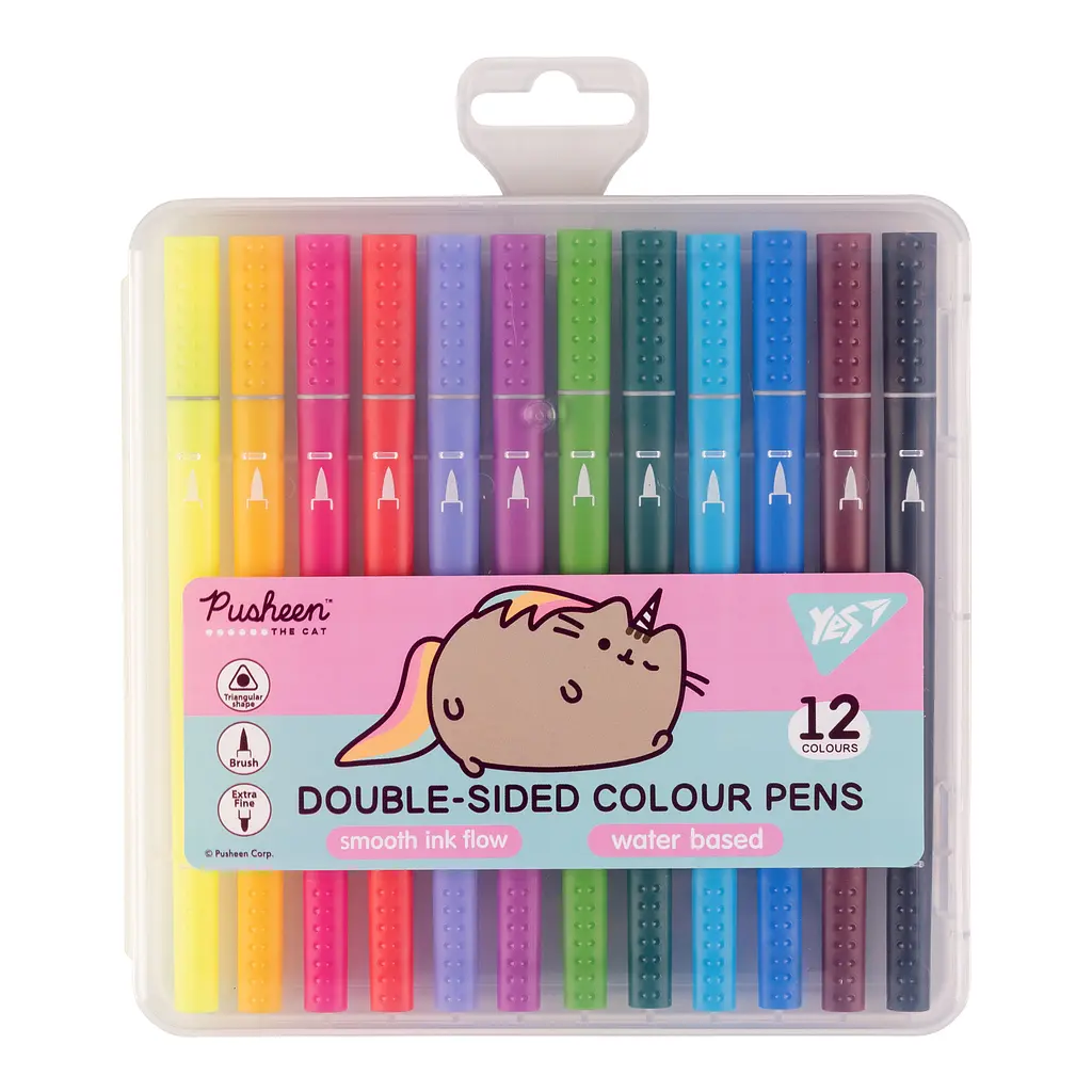 Фломастери двосторонні YES 12 кольорів Pusheen (650561)