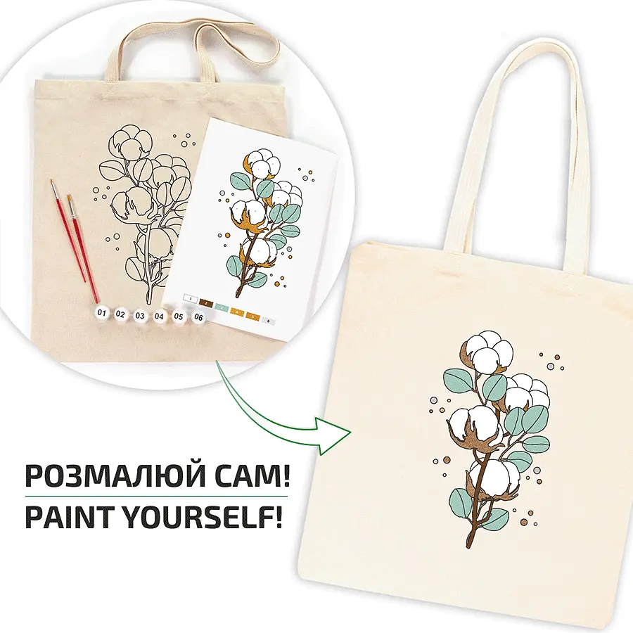Набор экосумка-раскраска «Хлопок» хлопок 220 г/м2 38х42см ROSA Talent [CD] - фото 5