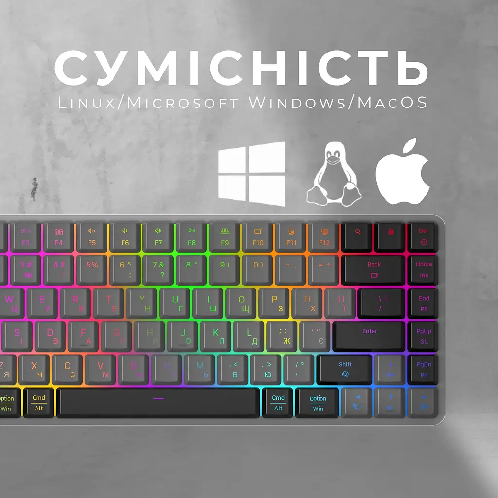 Клавиатура GamePro Red Swich Low Profile RGB Wireless Bluetooth USB Dark Gray беспроводная (MK230R) - фото 4