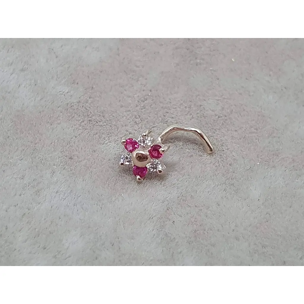 Золотая серьга-пирсинг в нос Dear с фианитами. 1040.5 - фото 2