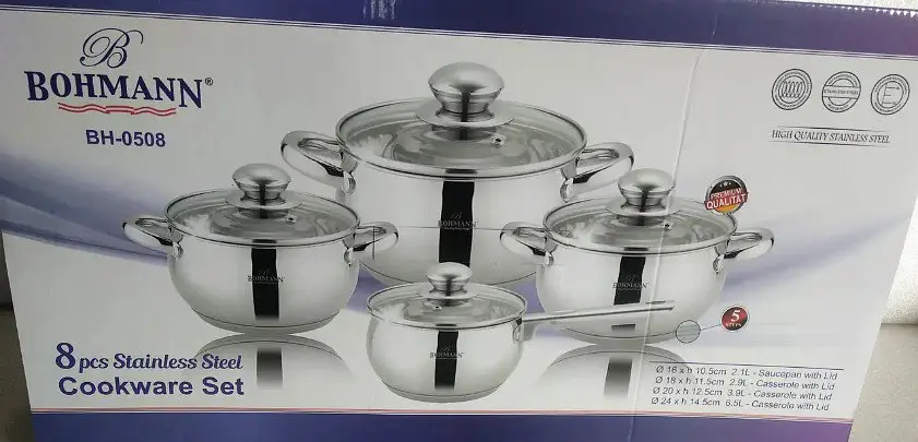 Универсальный набор кастрюль с крышками Bohmann BH-0508 4 кастрюли из нержавеющей стали - фото 3