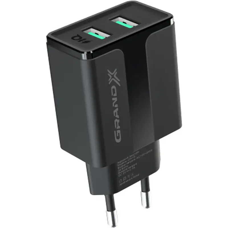 Зарядний пристрій Grand-X 5V 2,1A Black + cable USB-Lightning (CH15LTB) - фото 3