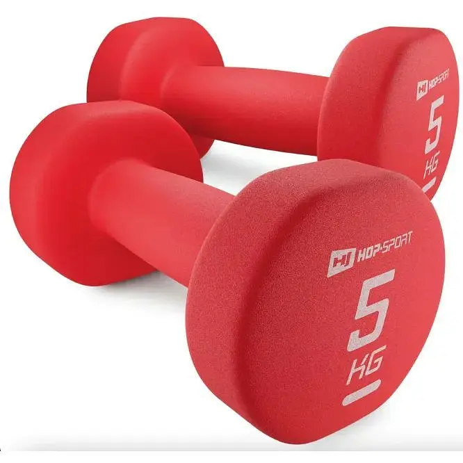 Гантели для фитнеса Hop-Sport HS-V050DR неопреновые круглые 2x5 кг красные. - фото 3