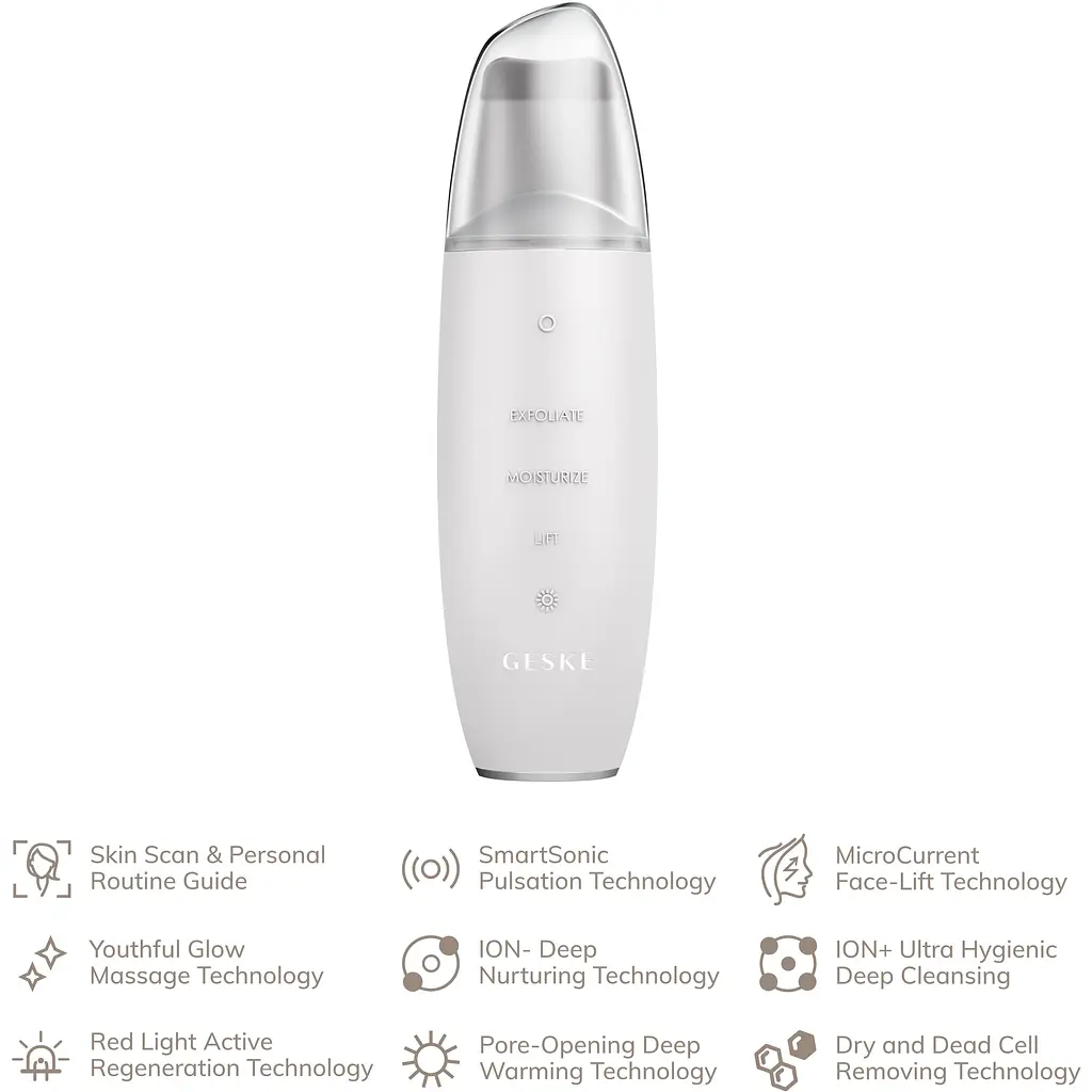 Мікрострумовий скрабер для шкіри та усунення чорних точок GESKE MicroCurrent Skin Scrubber & Blackhead Remover 9 в 1 білий - фото 4