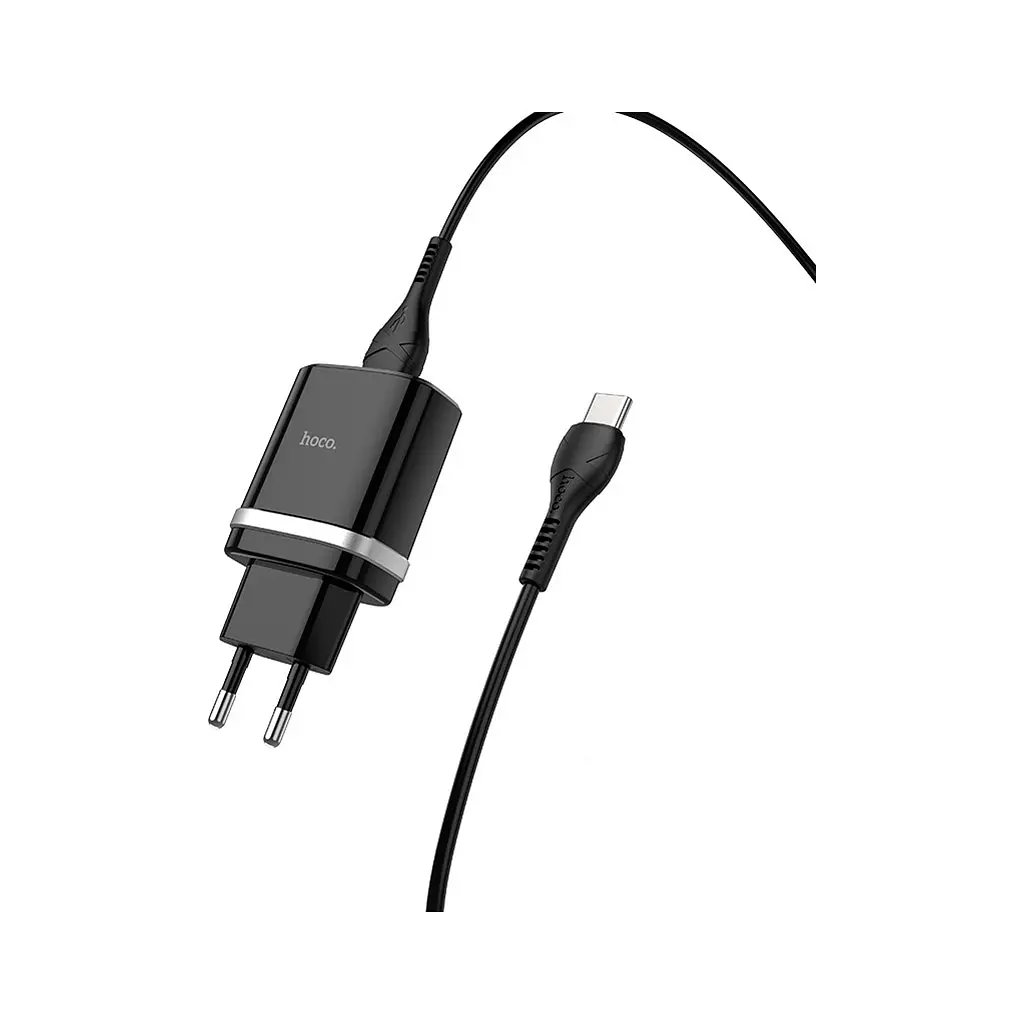 Зарядний пристрій HOCO C12Q Smart USB QC 3.0 + кабель USB-A — USB-C 18 Вт чорний (6931474716293) - фото 3