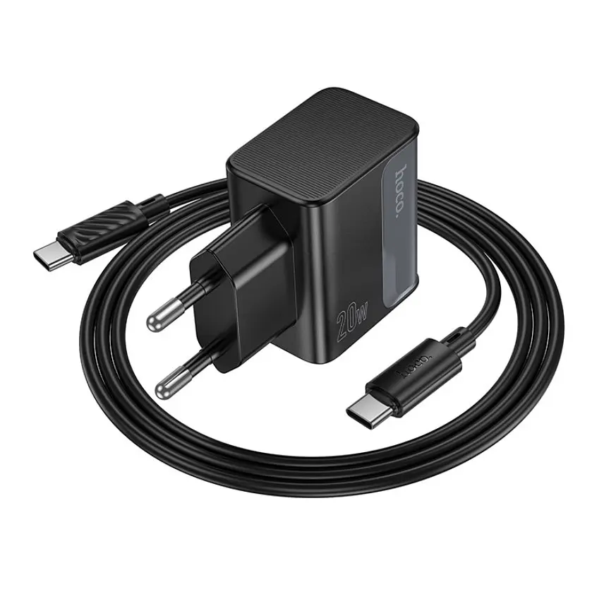 Сетевое зарядное устройство Hoco CS71A Star Speed ​​PD20W+QC3.0 charger set(Type-C to Type-C)(EU) Черный - фото 2