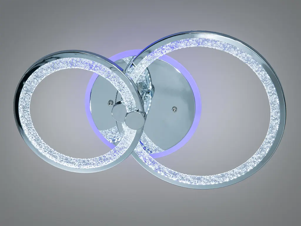 Стильна стельова LED-люстра для спальні Diasha 8180/2HR, хром, 55 W, 33x53 см, підсвітка - фото 4