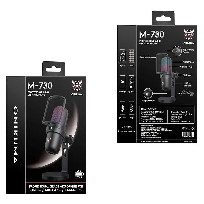 Мікрофон Onikuma RGB microphone M730 | Type-C, 2m | - фото 2