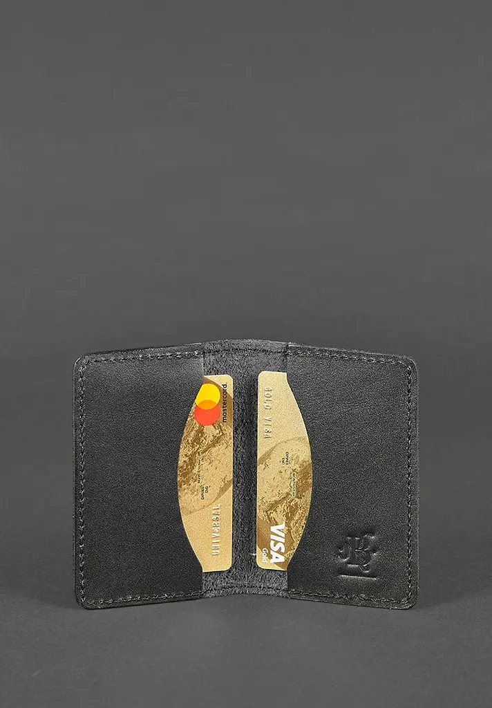 Шкіряний кард-кейс (візитниця) 6.0 чорний - фото 3