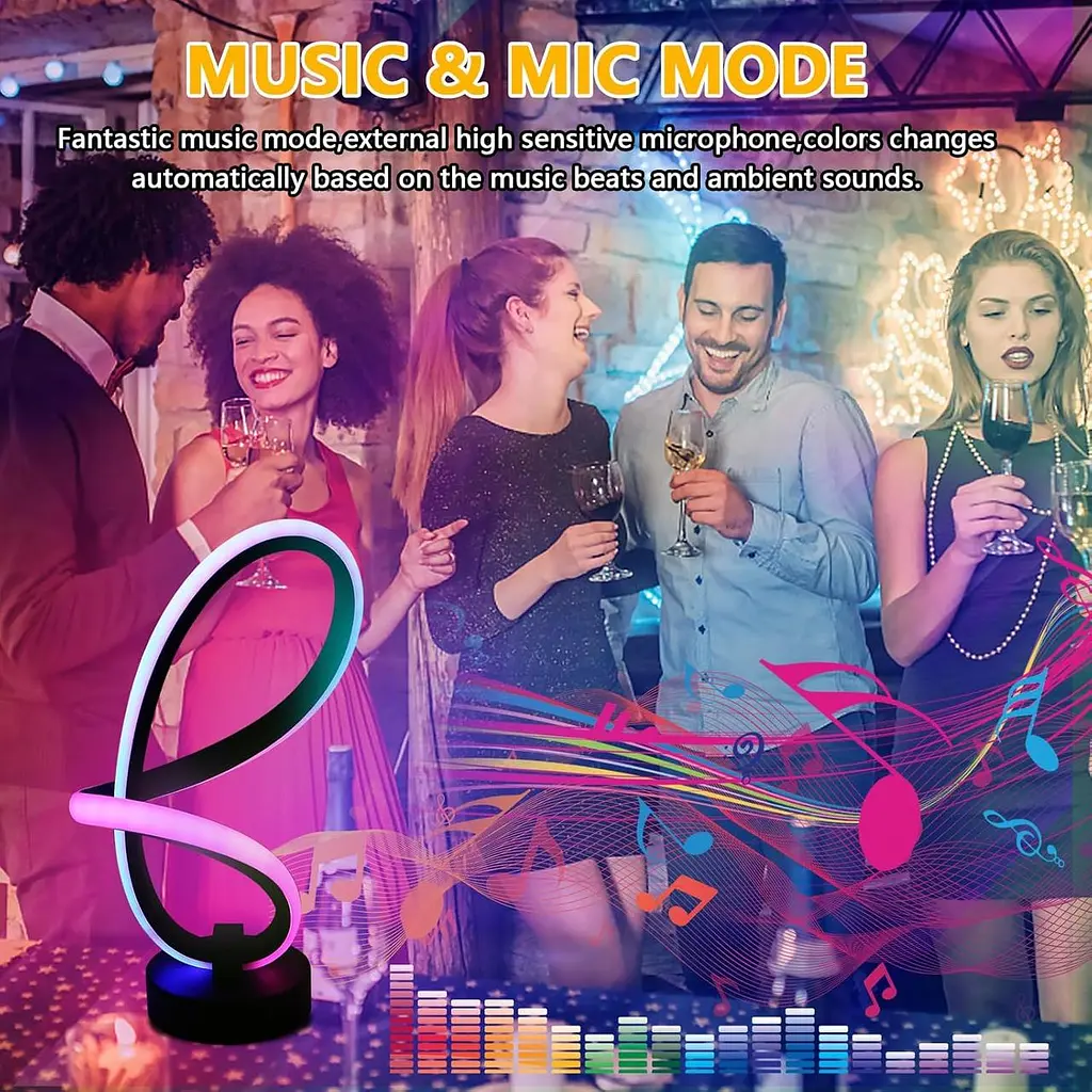 Приліжкова лампа TECKZOON спіральна RGB управління додатком музичний режим - фото 3