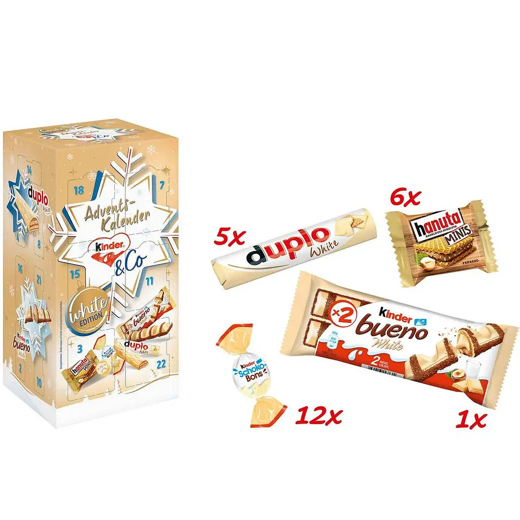 Адвент календар Kinder&Co Advents Kalender White Edition 263 г - фото 2