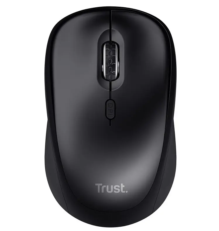 Миша бездротова Trust Yvi+ Silent, чорний, USB 2.4GHz, оптична, 800/1600 dpi, 4 кнопки, гніздо для зберігання приймача USB,