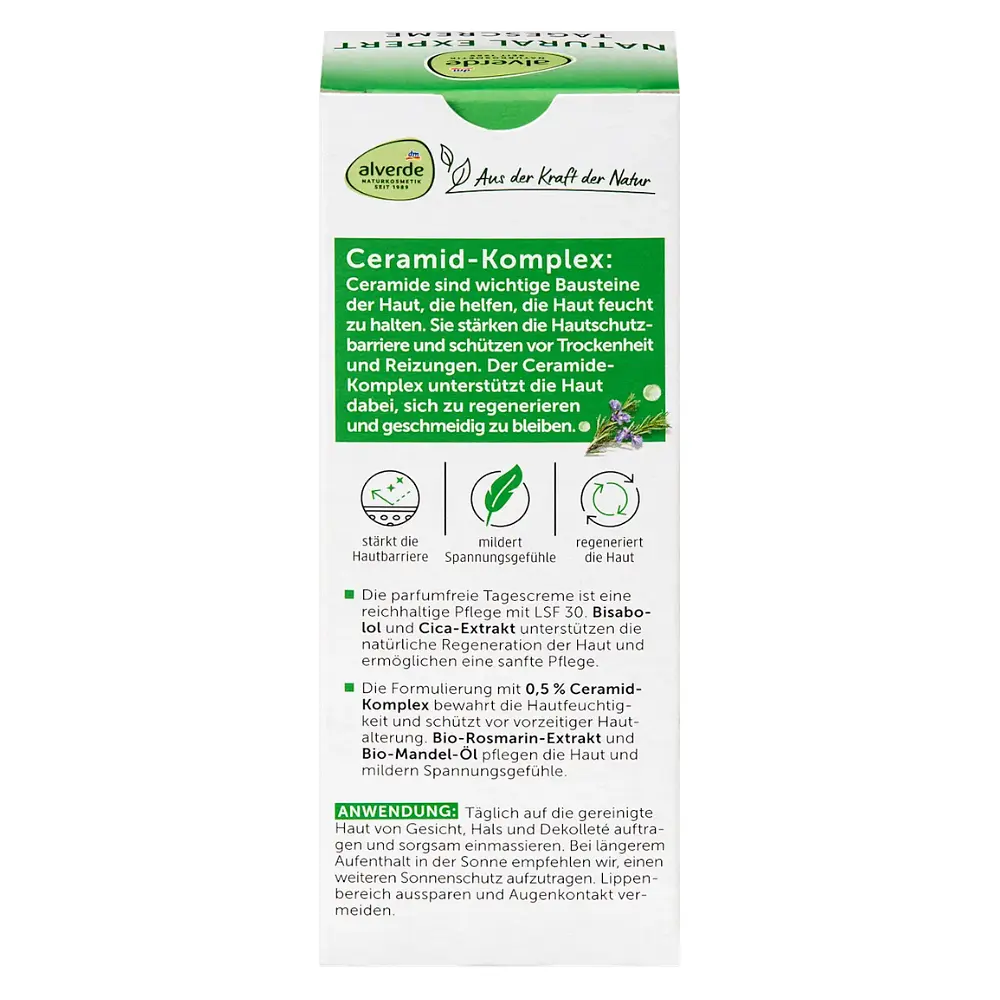 Денний крем для обличчя Alverde Naturkosmetik Natural Expert 1% бісаболол та 0,3% керамідний комплекс 50 мл - фото 5