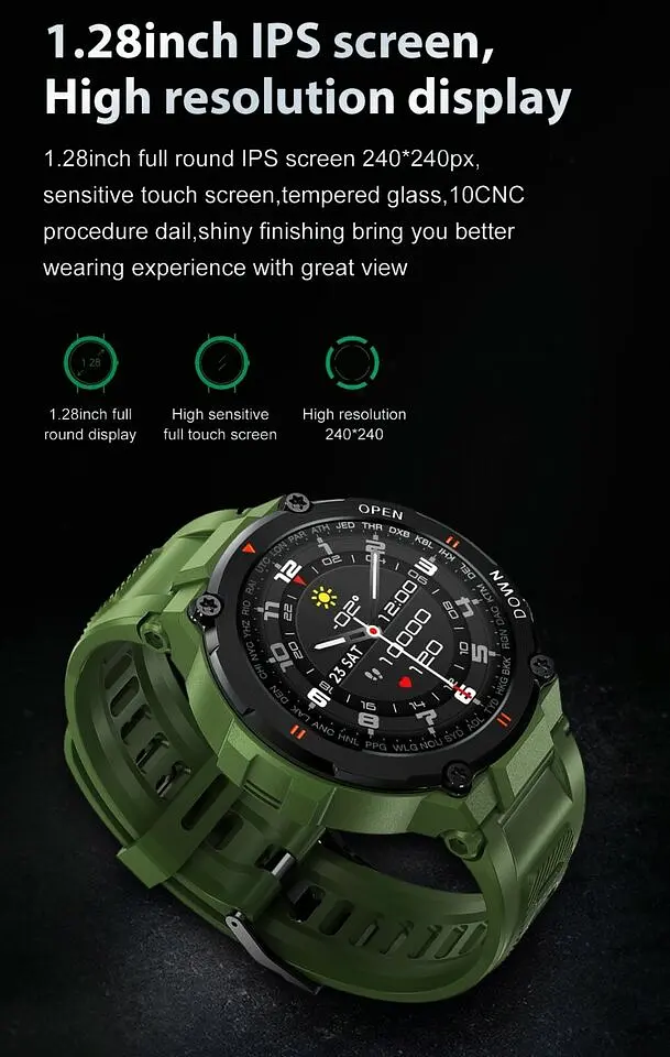 Смарт-годинник Lemfo K22 силіконовий ремінець black green (16359) - фото 6