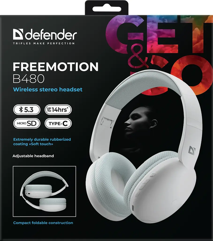 Навушники FreeMotion B480 Bluetooth White (63480) Defender teh0021339 - фото 10
