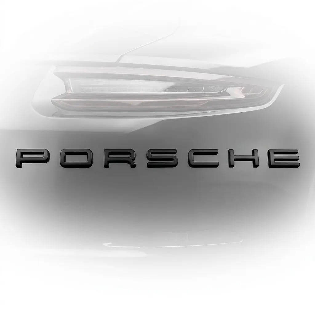 Емблема напис Porsche Чорна матова на скотчі (Завод) - фото 3