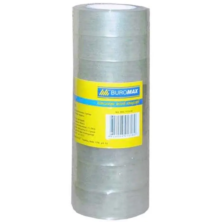 Скотч BUROMAX 30м канцелярський 18мм* прозорий 8шт арт. BM.7153-01