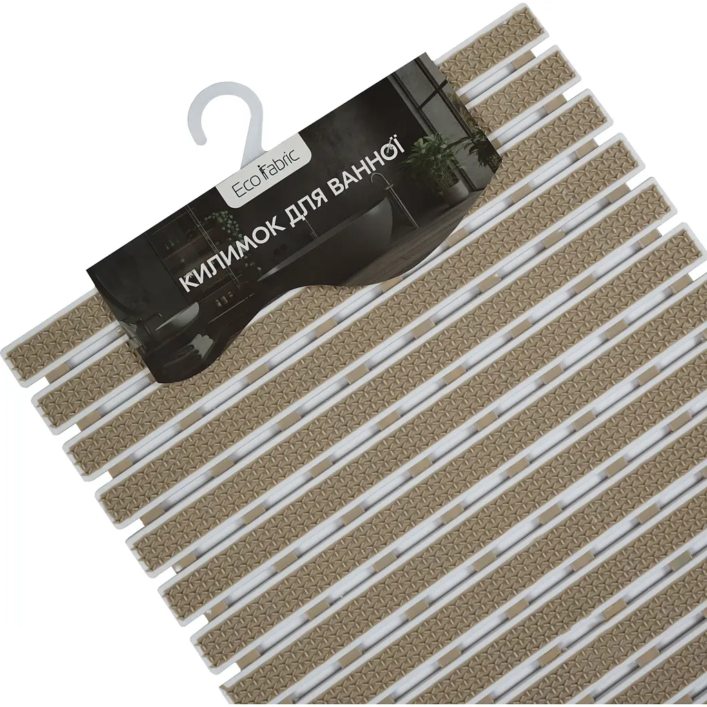 Килимок у ванну кімнату Eco Fabric смужка 69х40 см бежевий (6940-002) - фото 6