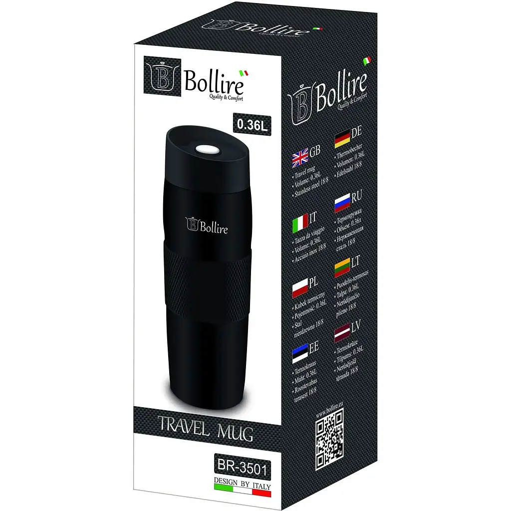 Термокухоль Bollire BR-3501, 0.36 л чорний (BR-3501) - фото 2