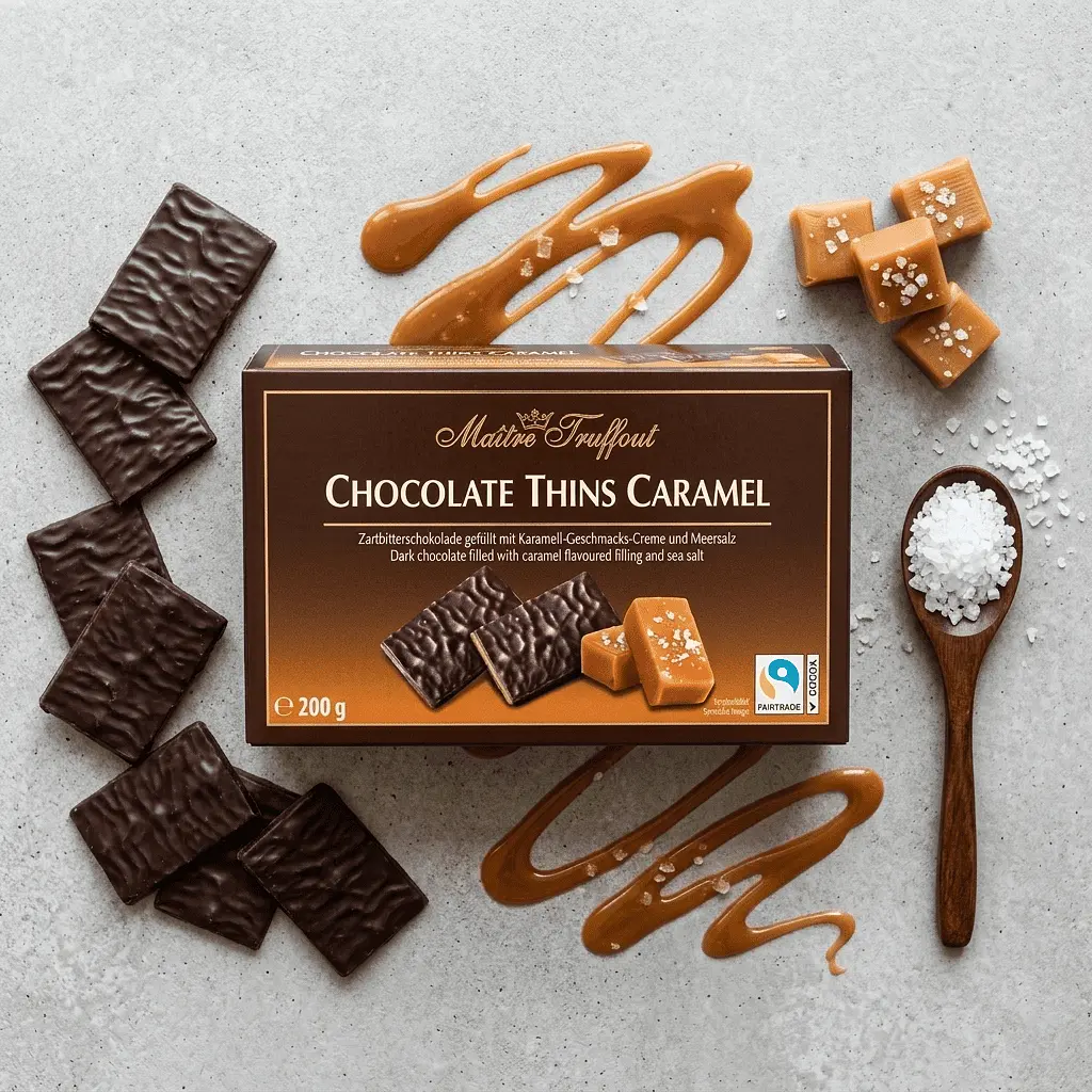 Шоколадні цукерки Maitre Truffout Chocolate Thins Caramel 200г - фото 4