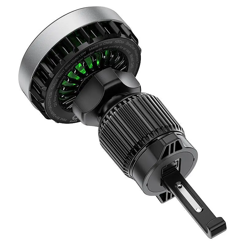 Автотримач для телефона з БЗП Acefast D40 Qi2 Magnetic Wireless Charging car holder with Ice Cooling for air сірий - фото 3