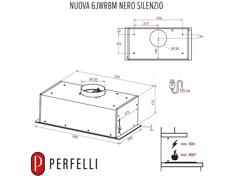 Вытяжка встроенная Perfelli NUOVA 6JWRBM NERO SILENZIO - фото 6