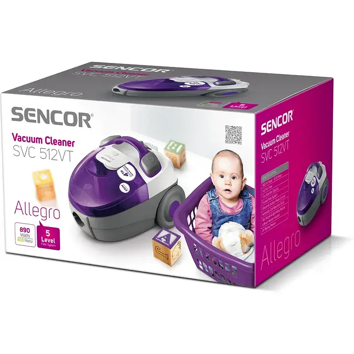 Пилосос Sencor Allegro фіолетово-сірий (SVC512VT-EUE2) - фото 10