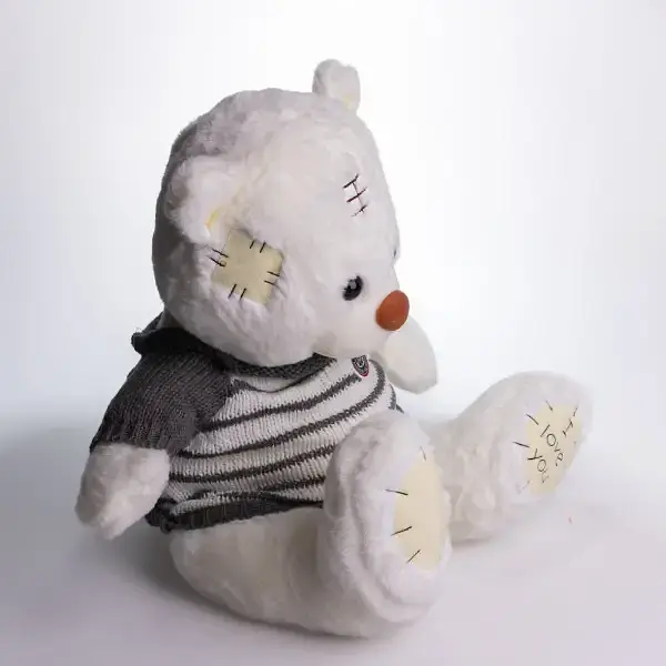 Мягкая игрушка с пледом 110х140 см Мишка Тедди в полосатом свитере белый детский плюшевый плед игрушка подушка детская ТМ COLORFUL HOME 509-35WG - фото 3
