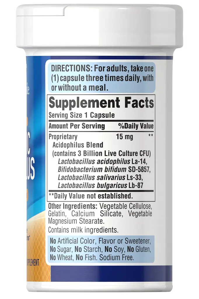 Пробіотики Puritan's Pride Probiotic Acidophilus 100 капсул - фото 3