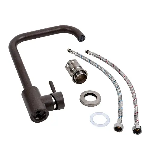 Змішувач кухонний Platinum NS02B (3008B-NA) поворотний одноважільний з нержавіючої сталі темна скеля - фото 2